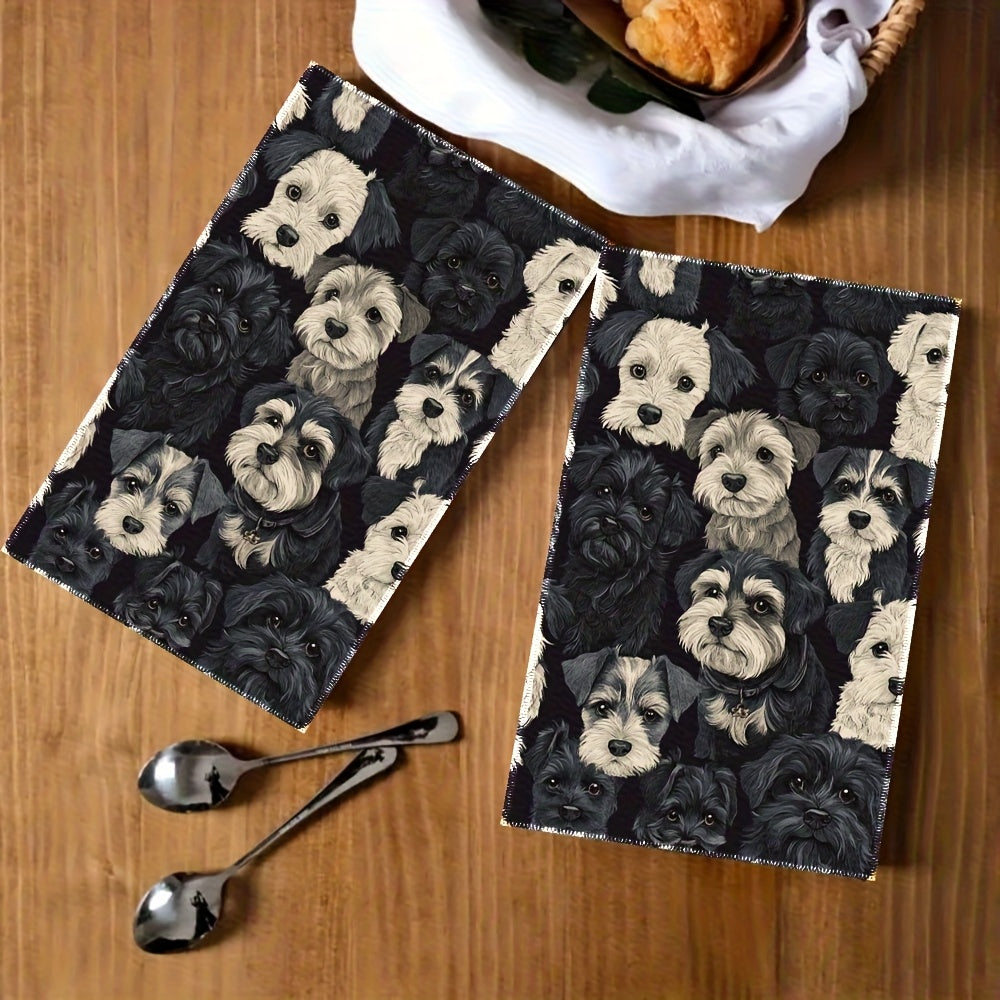2pcs Vintage Miniature Schnauzer Kitchen Towels - 16.0x24.0inch