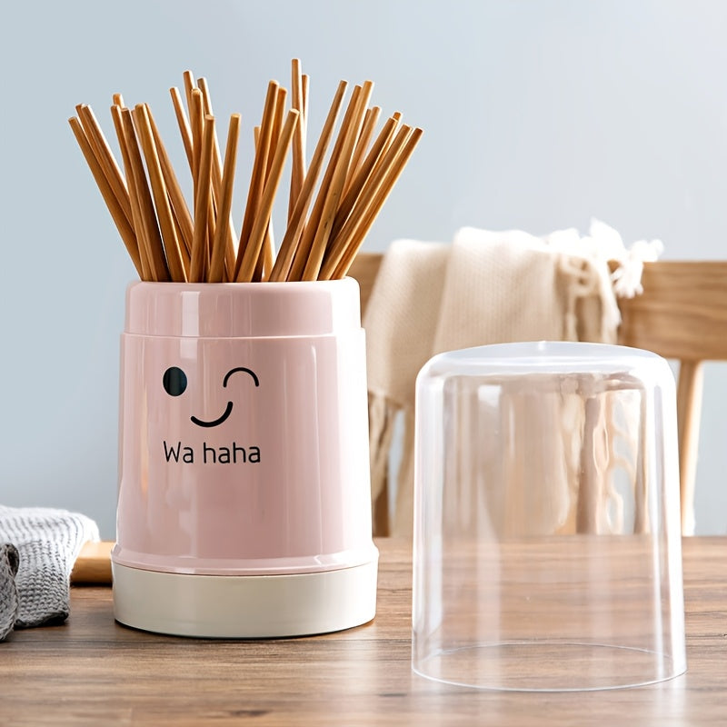 Smiling Face Kitchen Utensil Holder – Pink & White Cutlery Storage Jar for Chopsticks, Spoons, and More – Fun and Functional Kitchen Organizer with " Design, Dining Room Organizer | Whimsical Kitchenware | Smooth Texture