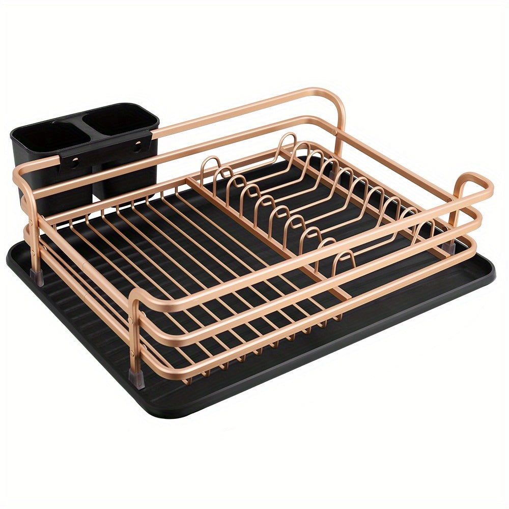 1pc Aluminum Dish Rack, Dish Drain Rack, Detachable Kitchen Counter Organizer Above Sink, Very Suitable For Storing Dishes, Bowls, Cups And Tableware, Dish Drying Rack.