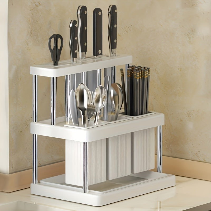1pc Multi-Functional Kitchen Utensil Organizer - Space-Saving Plastic Storage Rack for Knives