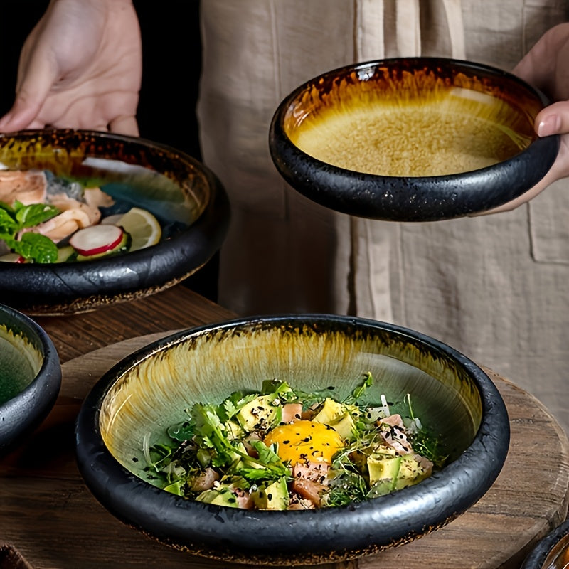 4pcs  Creative High-end Kiln Ice Glazed Porcelain Plates - Sashimi, Salad, Dessert, Ham Plates for Home Kitchen Sushi Shop, Christmas - Tableware Accessories, Kitchenware