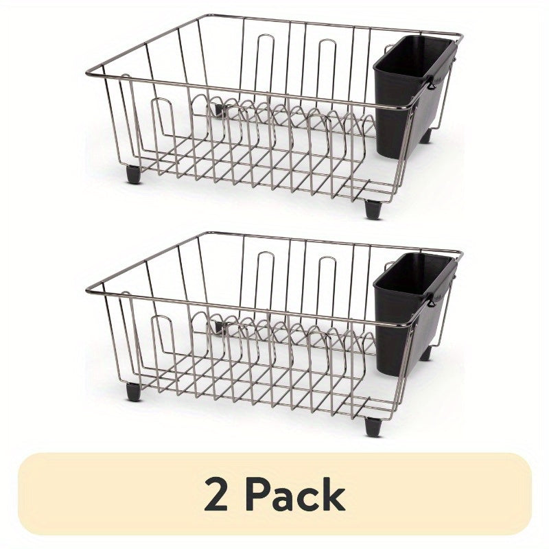 Kitchen rack. 2 pack Small Dish Drainer Rack Chrome Black