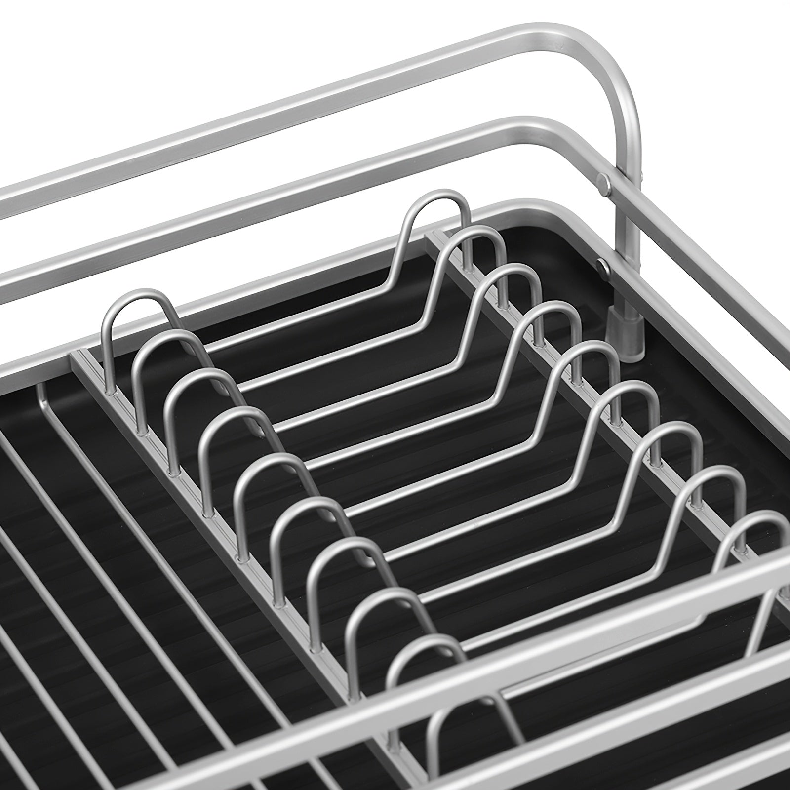 1pc Aluminum Dish Rack, Dish Drain Rack, Detachable Kitchen Counter Organizer Above Sink, Very Suitable For Storing Dishes, Bowls, Cups And Tableware, Dish Drying Rack.