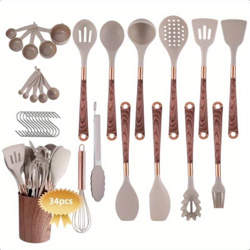 34pcs Kitchen Utensils Set 446oF Heat Resistant And Nonstick Utensil