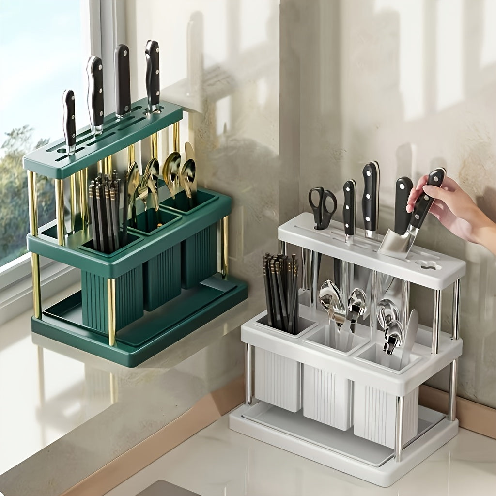 1pc Multi-Functional Kitchen Utensil Organizer - Space-Saving Plastic Storage Rack for Knives
