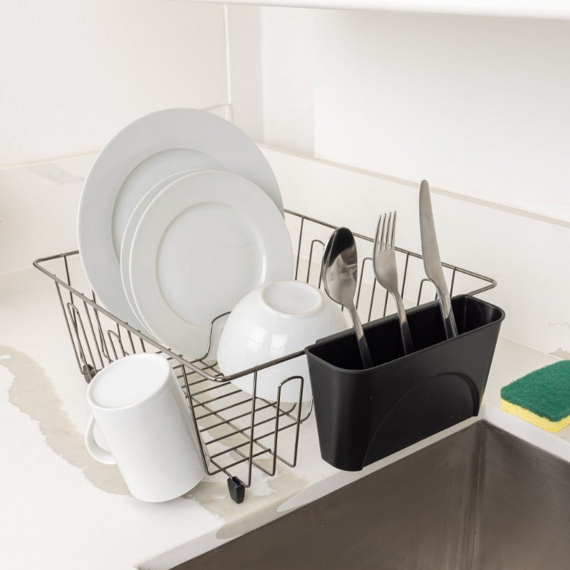 Kitchen rack. 2 pack Small Dish Drainer Rack Chrome Black