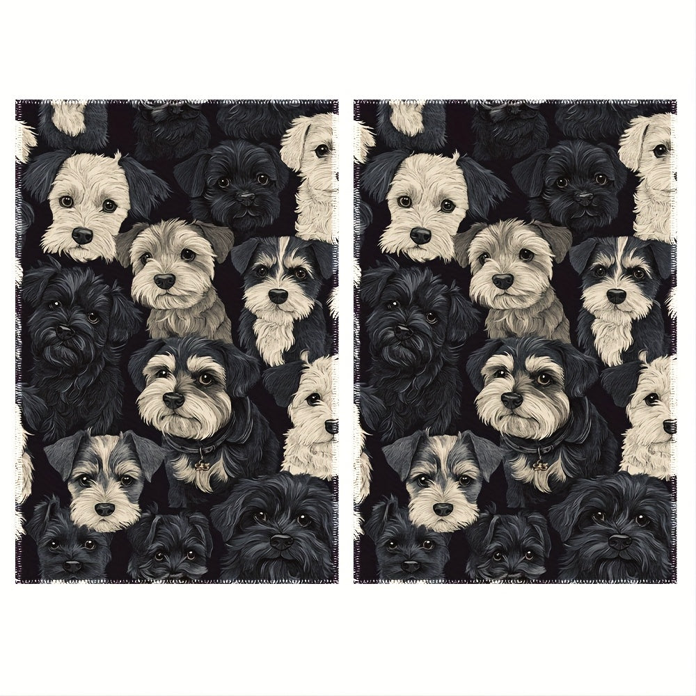2pcs Vintage Miniature Schnauzer Kitchen Towels - 16.0x24.0inch