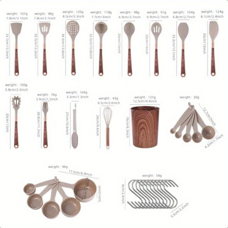 34pcs Kitchen Utensils Set 446oF Heat Resistant And Nonstick Utensil