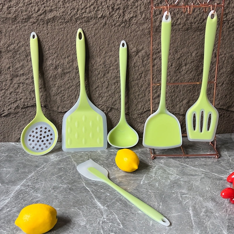 Utensil Sets Novel High-temperature Resistant Silicone Kitchen Cooking Utensils Set, 7pcs, With Storage Rack