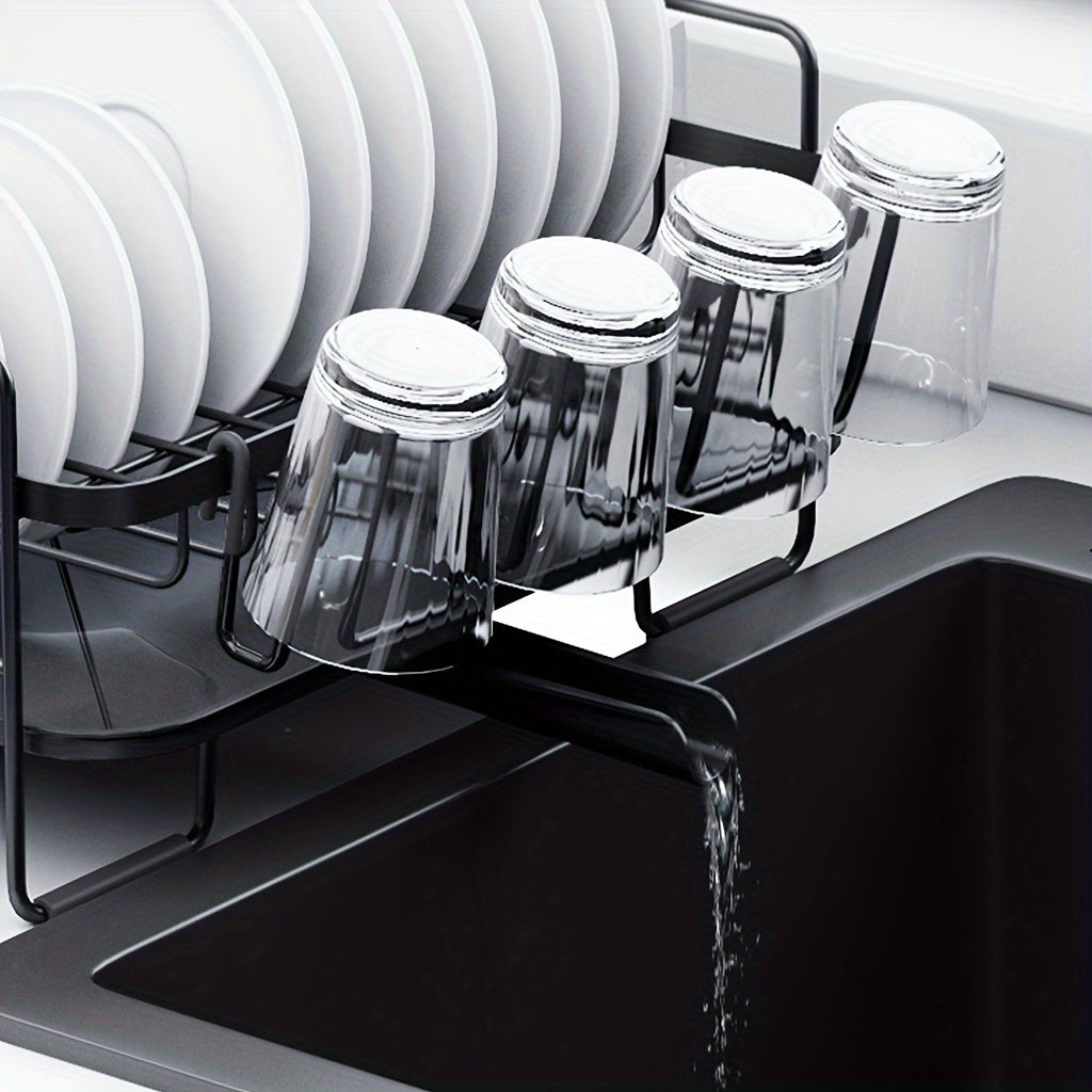 Large Anti-Rust Extendable Dish Drying Rack With Cutlery Holders, Multifunctional Dish Rack And Drainboard Set